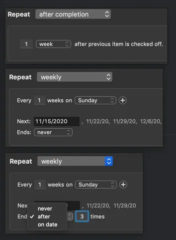 Things 3 Repeating Tasks UI